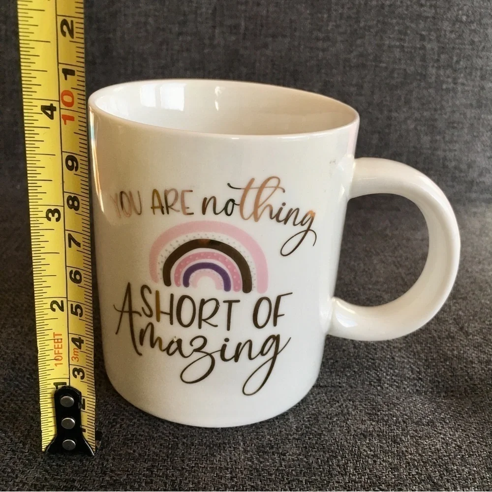 “You Are Nothing Short of Amazing” Coffee Mug, Cream, Pink, Purple, Gold, 12 oz